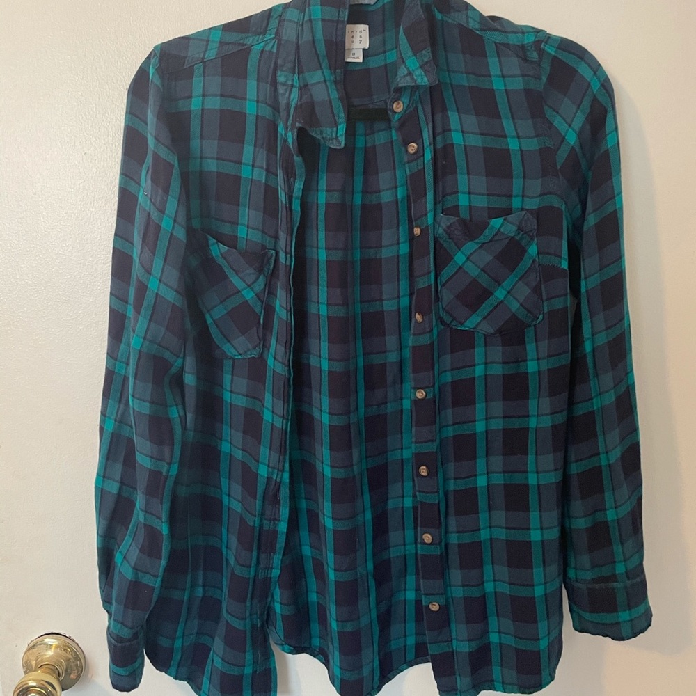 A New Day Green and Blue flannel